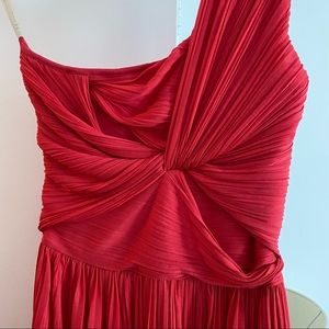 Rare! Halston Heritage one-shoulder dress with ruched top and pleated skirt. Sz2